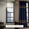 Stoa Paris Satin Curtain for Door, 70% Blackout Curtains, Set of 1, Versailles - Celestial Blue with Back Lining