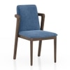 Harper Solid Wood Single Dining Chair In Danish Walnut Finish with Baltic Blue Colour