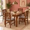 Globally Indian Patrika Solid Sheesham Wood 4 Seater Dining Table Set 4 Chairs Grey