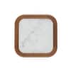 Lazo Solid Wood And Banswara Marble Side Table In Amber Walnut Finish