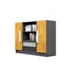 Hexa Engineered Wood Bookshelf in Slate Grey and Giant Wood Colour