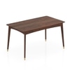 Saar Teak Wood Compact Dining Table 6 Seater with 6 Tessa Dining Chairs (Finish: Espresso Teak, Colour: Burnt Orange)