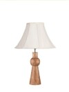 Devansh Off-White Cotton Vintage  Lamp With Wood Base (12X19.25)