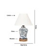 Devansh Off-White Cotton Straight Pleated Shade Lamp With Wood & Mosaic Glass Base For Decoration/Office/Home/Gifting/Study For Decoration/Office/Home/Gifting/Study