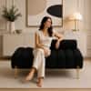 Doe Buck Luxury Boucle Accent Lounge Chair in Black Colour with Gold Metal Legs