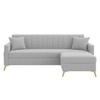 Convil Velvet L Shape 4 Seater  Sofa in Grey Color