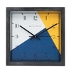 Blue, White and Yellow Color-Block Dial  Wood Wall Clock