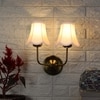 Devansh Dual Gold Metal  Wallmounted Lamp With Cotton Off-White Shade