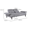 Barret 2 Seater Fabric Sofa in Grey Ice Colour