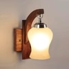 Devansh Solid Wood Electric Wall Light in Brown Colour with White Shade Count of 1 Light