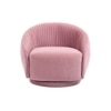 Lorna Swivel Solid Wood Round Chair in Pink Colour