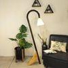 Cygnet Wooden Floor Lamp with Brown Base and Jute Fabric Lampshade