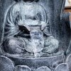 Leaf Buddha Antique Blue and Copper Fiber Glass Indoor Fountain