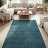 Jaipur Rugs Striped Wool And Viscose 5x8 Feet Deep Turquoise Handloom Carpet