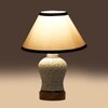 Devansh Conical White & Black  Cotton Shade Lamp With Wood & Mosaic Glass Base For Decoration/Office/Home/Gifting/Study For Decoration/Office/Home/Gifting/Study -(10X10X14.5) Inches -A
