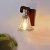 Devansh Solid Wood Electric Wall Light in Brown Colour with Transparent Shade Count of 1 Light