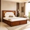 Nayra Solid Wood Compact Queen Bed Hydraulic Storage Provincial Teak Finish Mattress 60 x 72 Inches