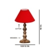Devansh Red Cotton Table Lamp With  Wood Natural Base (10X10X16) Inches)-29