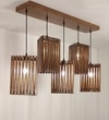 Trikona 5 Series Brown Solid Wood Cluster Hanging Light