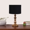 Devansh Black Cotton Table Lamp With  Wood Natural Base (7X7X15.5 Inches)-3
