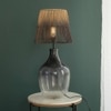 Saffron Natural Table Lamp With Black Iron Base