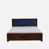 Dhunja Solid Sheesham Wood  King Size  blue Upholstered  Bed In Provincial Teak Finish