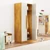 Hexa Red Wooden 4 Door Wardrobe with Hanging Space in Giant Wood and Frosty White Colour