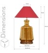 Paola Amber Glass And Wood Table Lamp With Maroon Cotton Shade