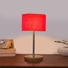 Devansh Red Cotton Table Lamp With  Natural  Wood Base  & Steel Pipe (7X17 Inches)-4
