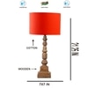 Devansh Orange Cotton Table Lamp With  Wood Natural Base (7X7X21.25 Inches)-5