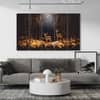 The Castle Decor Golden Deer Wall Painting Wooden Framed Digital Painting 27x48 Inch (Style 4)