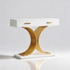 White Metal Console Table in White & Gold Colour