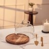 Ireka Homes Sweet Vault Acacia Wood Cake Stand with Glass Dome