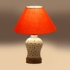 Devansh Conical Orange Cotton Shade Lamp With Wood & Mosaic Glass Base For Decoration/Office/Home/Gifting/Study For Decoration/Office/Home/Gifting/Study -(10X10X14.5) Inches -A
