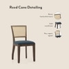 Atlas Solid Wood 6 Seater Compact Dining Table With 6 Reed Cane Dining Chairs (Finish : Danish Walnut, Chair Colour : Night Blue Velvet)