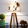Griffith hand crafted Solid wood honey finish Tripod Table Lamp With Printed Linen Shade