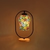 Devansh Multicolor Glass Wooden & Iron  Table Lamp -17 Inch Height  -Af