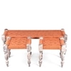 Hamilton Sheesham Wood Vintage 3+1+1 Seater Maachi Bench Set With 2 Stools In Orange Rope Canning
