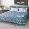 Ocean Blue Floral Cotton 400 Tc Flat Super King Size Bedsheet With 2 Pillow Covers