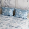 Stoa Paris Super King Size Cotton Bedsheet with 2 Pillow Covers  Size Snow Flower Blue