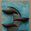 Blue Brown Contemporary Leaf Indoor Water Fountain