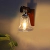 Devansh Solid Wood Electric Wall Light in Brown Colour with Transparent Shade Count of 1 Light