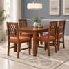 Globally Indian Bandhana Solid Sheesham Wood 4 Seater Dining Table Set 4 Chairs Terracotta Orange