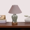 Devansh Conical Grey Cotton Shade Lamp With Wood & Mosaic Glass Base For Decoration/Office/Home/Gifting/Study For Decoration/Office/Home/Gifting/Study -(10X10X14.5) Inches -A