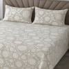 Off White Geometrical 400 TC Cotton Flat Super King Size Bedsheet With 2 Pilllow Covers  Threads