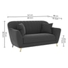 Rivo Velvet 2 Seater Sofa in Dark Grey Color