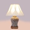 Devansh Off-White Cotton Shade Curtain  Lamp With Wood & Mosaic Glass Base For Decoration/Office/Home/Gifting/Study For Decoration/Office/Home/Gifting/Study