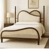 Arch Solid Wood Non Storage Queen Bed in Provincial Teak Finish