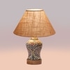 Devansh Conical Beige Jute Shade Lamp With Wood & Mosaic Glass Base For Decoration/Office/Home/Gifting/Study For Decoration/Office/Home/Gifting/Study -(10X10X14.5) Inches -A