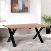 Rosslyn Sheesham Wood Contemporary Dining Table In Teak Finish